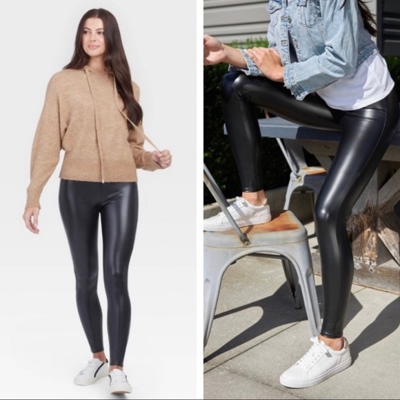 assets by spanx women's all over faux leather leggings